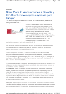 Great Place to Work reconoce a Novartis y ING Direct como mejores