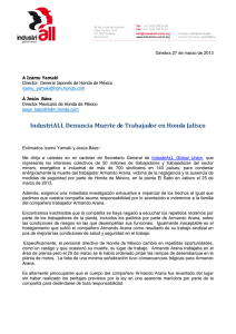 Carta de IndustriALL - IndustriALL Global Union