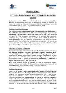 DEFINICIONES INVENTARIO DE GASES DE EFECTO