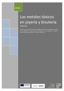 Informe sobre metales tóxicos en joyería