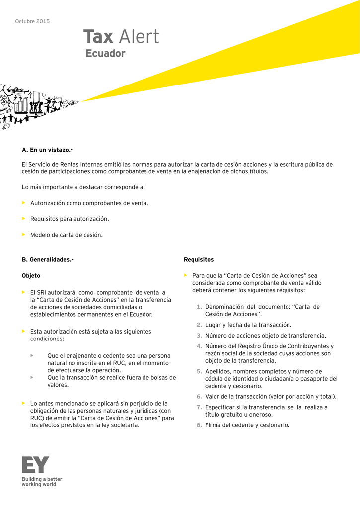 EY Tax Alert - Carta Cesión de Acciones