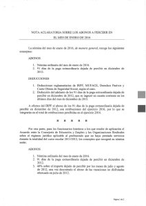 NOTA ACLARATORIA SOBRE LOS ABONOS A PERCIBIR EN EL