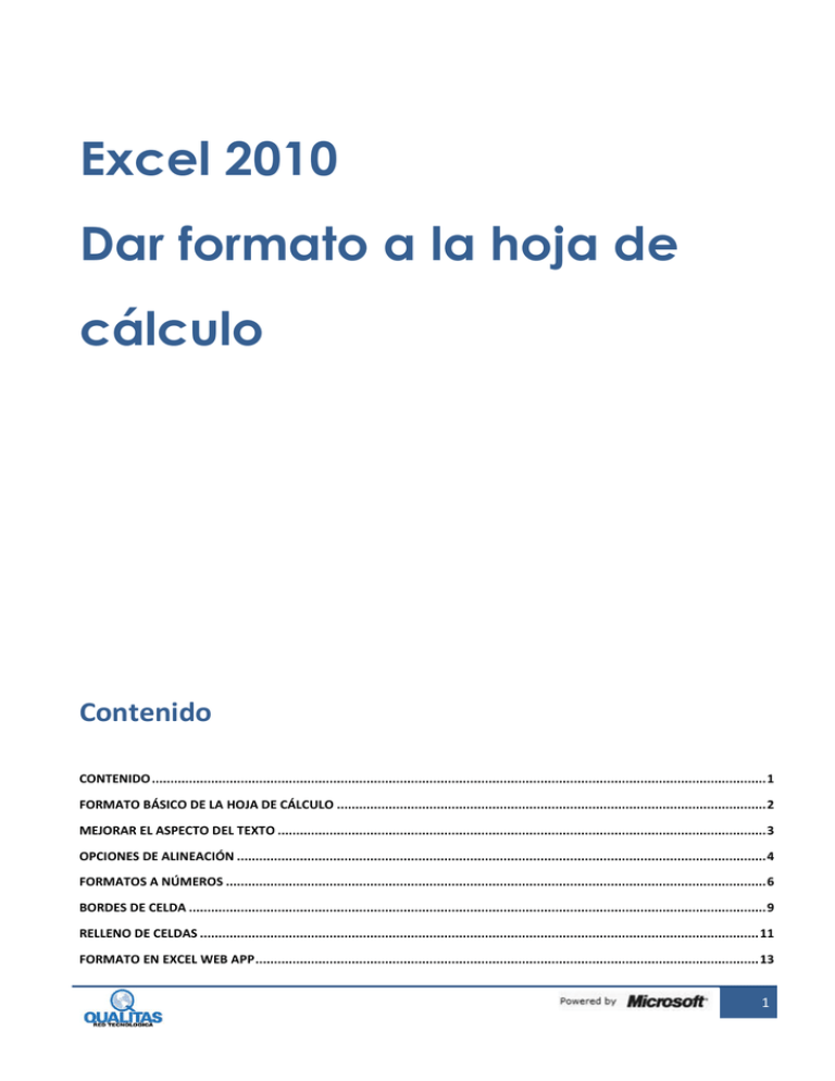 Excel 2010 Dar Formato A La Hoja De Cálculo