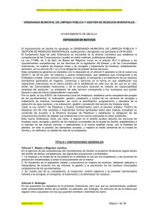 Página 1 de 38 ORDENANZA MUNICIPAL DE LIMPIEZA PÚBLICA
