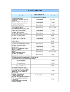 Plazos y Aranceles de Trámites de Agencias de Viajes