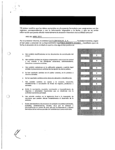 “Éi emisor certiﬁca que ios datos contenidos en el presente