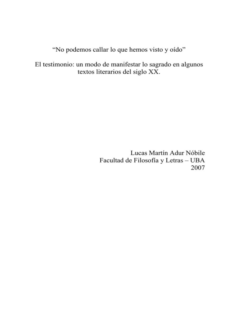 No podemos callar lo que hemos