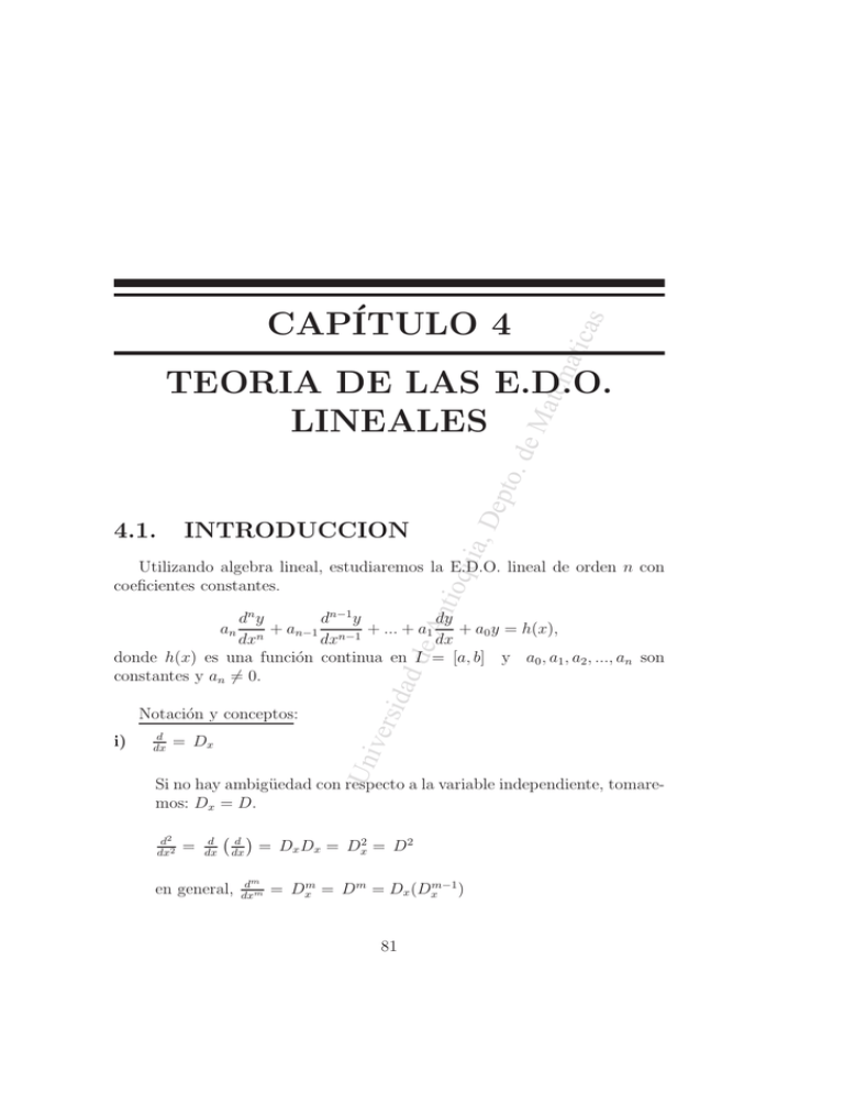 Cap´itulo 4 Teoria De Las Edo Lineales