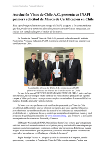 Asociación Vinos de Chile A.G. presenta en INAPI primera solicitud