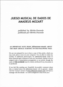 JUEGO MUSICAL DE DADOS DE AMADEUS MOZART