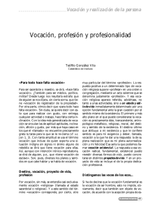 Vocación, profesión y profesionalidad