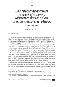 Las relaciones entre los poderes ejecutivo y legislativo tras el fin del