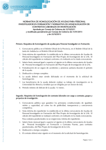 normativa de homologación de ayudas para personal investigador