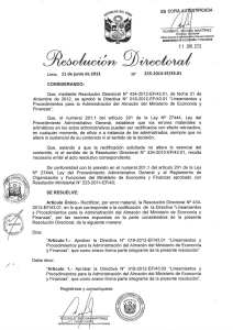 Rectifican, por error material, la Resolución Directoral N° 434