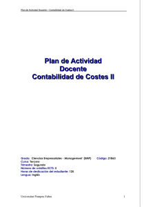 Plan de Actividad Docente Contabilidad de Costes II