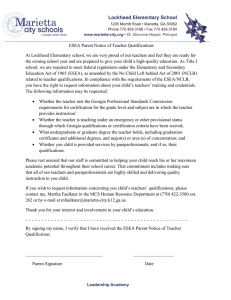 ESEA Parent Notice of Teacher Qualifications At Lockheed
