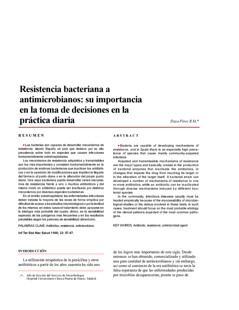 Resistencia Bacteriana A Antimicrobianos