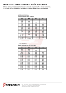 tabla selectora de diámetros según resistencia