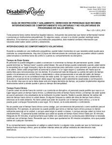 guía de restricción y aislamiento: derechos de personas que reciben