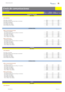 Tarifas Carta ordinaria