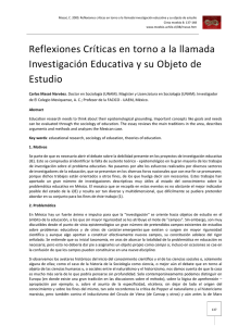 Reflexiones Críticas en torno a la llamada Investigación Educativa y