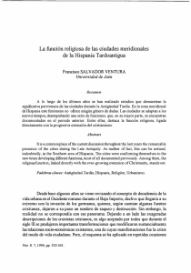 La función religiosa de las ciudades meridionales de la Hispania