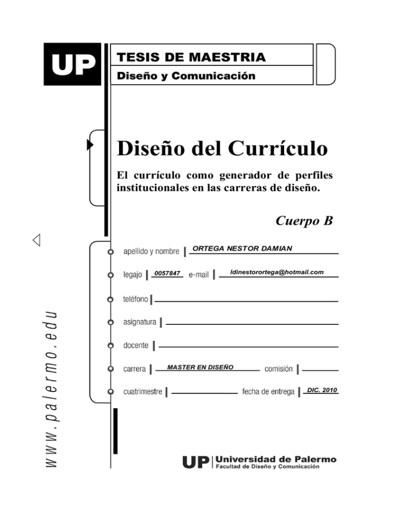 Diseño Del Currículo - Universidad De Palermo