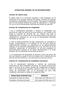ESTRUCTURA GENERAL DE LAS RETRIBUCIONES Artículo 45