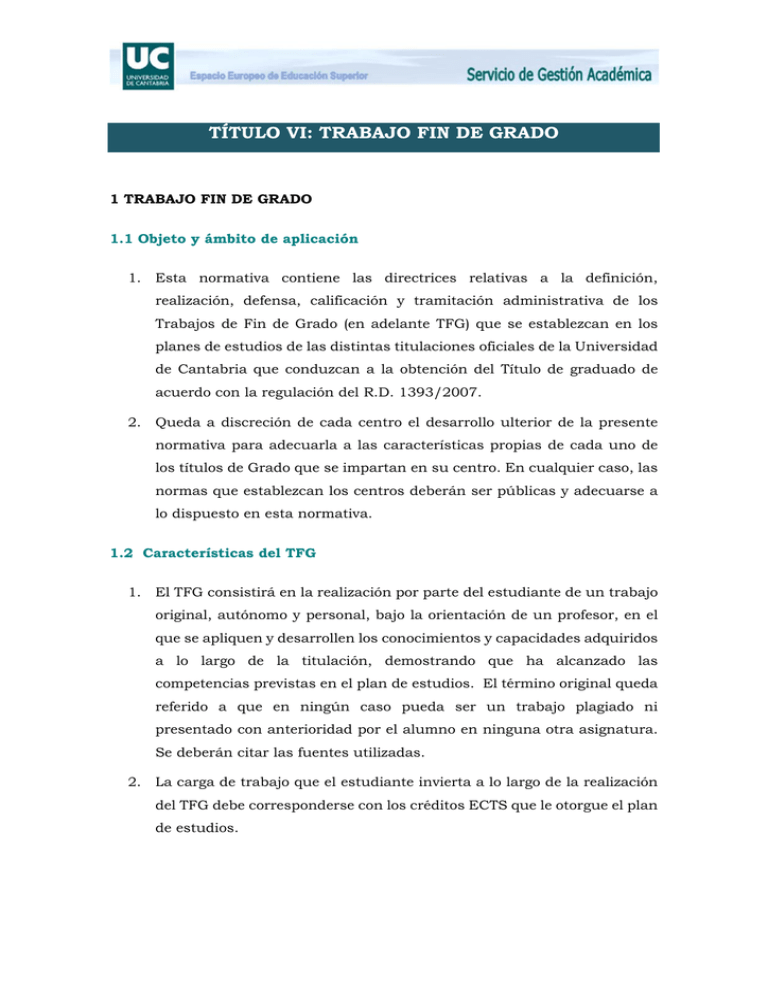 Título Vi: Trabajo Fin De Grado - Universidad De Cantabria