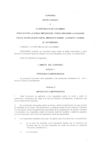 convenio entre camada y la republica de colombia para evitar la