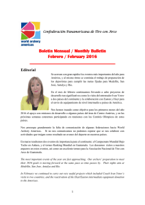 Boletín Mensual / Monthly Bulletin Febrero / February 2016