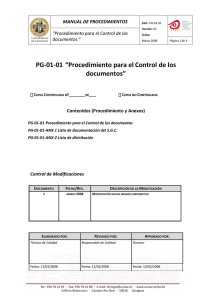 PG-01-01 “Procedimiento para el Control de los documentos”