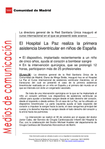 El Hospital La Paz realiza la primera asistencia biventricular en