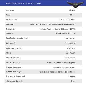 Tabla Especificaciones UX5 HP