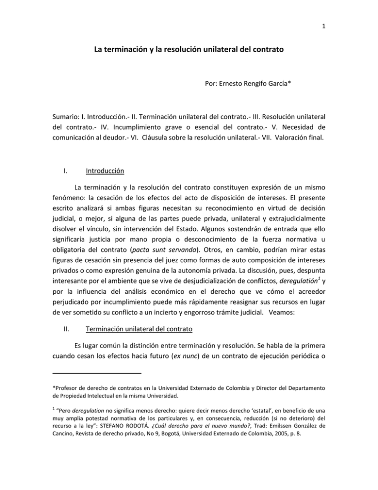 La Terminación Y La Resolución Unilateral Del Contrato 4410