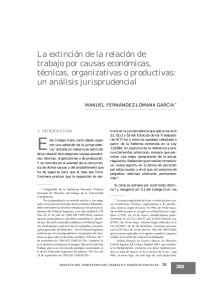 La extinción de la relación de trabajo por causas económicas