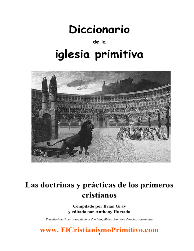 Diccionario De La Iglesia Primitiva