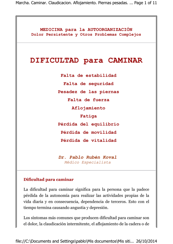 Al caminar de equilibrio perdida