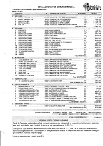 detalle de gastos comunes mensual comunidad edificio mirador