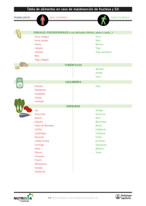 Tabla de alimentos en caso de malabsorción de fructosa y SII