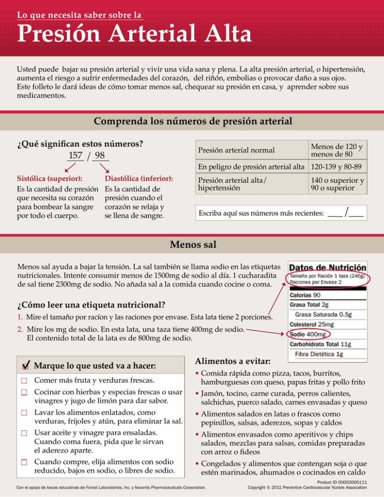 Presión Arterial Alta - Preventive Cardiovascular Nurses Association