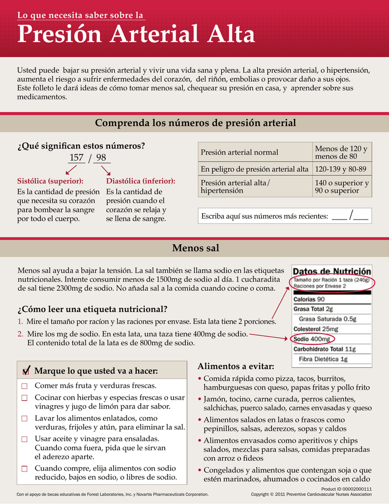 Presión arterial de 120 sobre 90