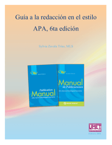 Guía a la redacción en el estilo APA, 6ta edición