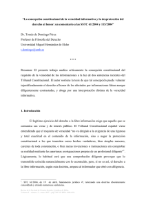 “La concepción constitucional de la veracidad informativa y la