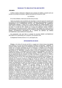 Sentencia espacio habilitado para comedor en la empresa