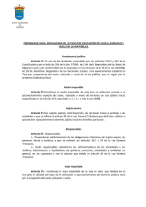 Ordenanza fiscal tasa por ocupación del suelo, subsuelo y vuelo de