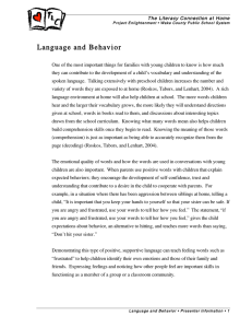 Language and Behavior - The Literacy Connection