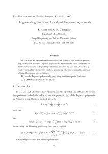 On generating functions of modified Laguerre polynomials