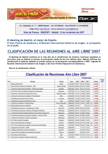 CLASIFICACIÓN DE LAS REUNIONES AL AIRE LIBRE`2007