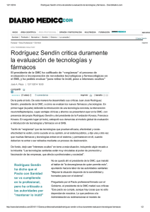 Rodríguez Sendín critica duramente la evaluación de tecnologías y